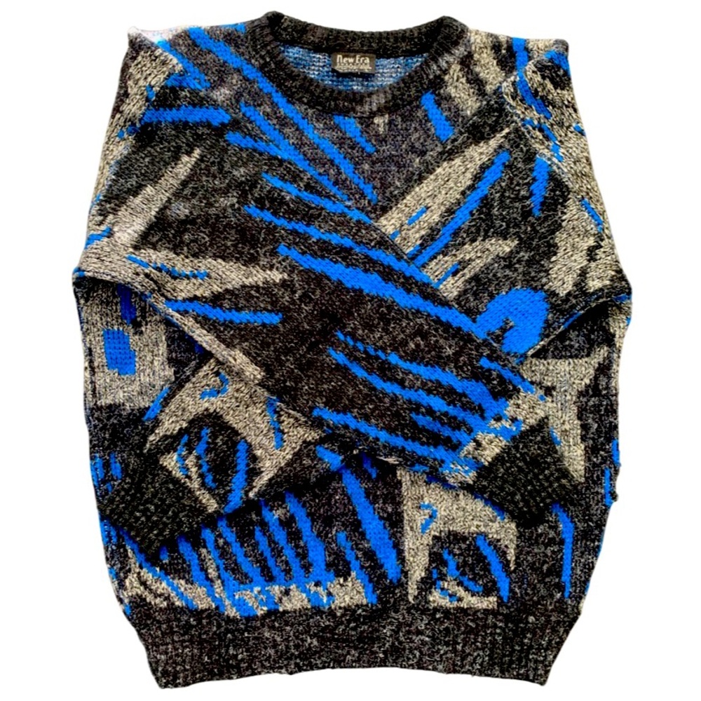 Vintage 90’s New Era Blue Black and Silver sweater